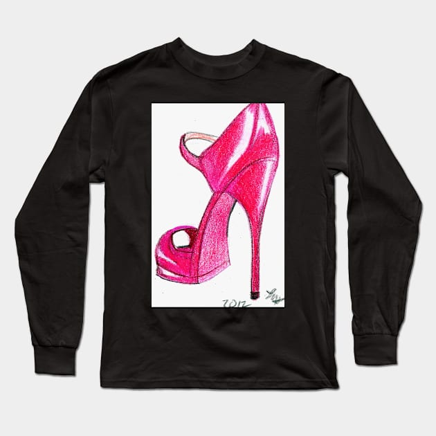 Red Stiletto Long Sleeve T-Shirt by lorgh